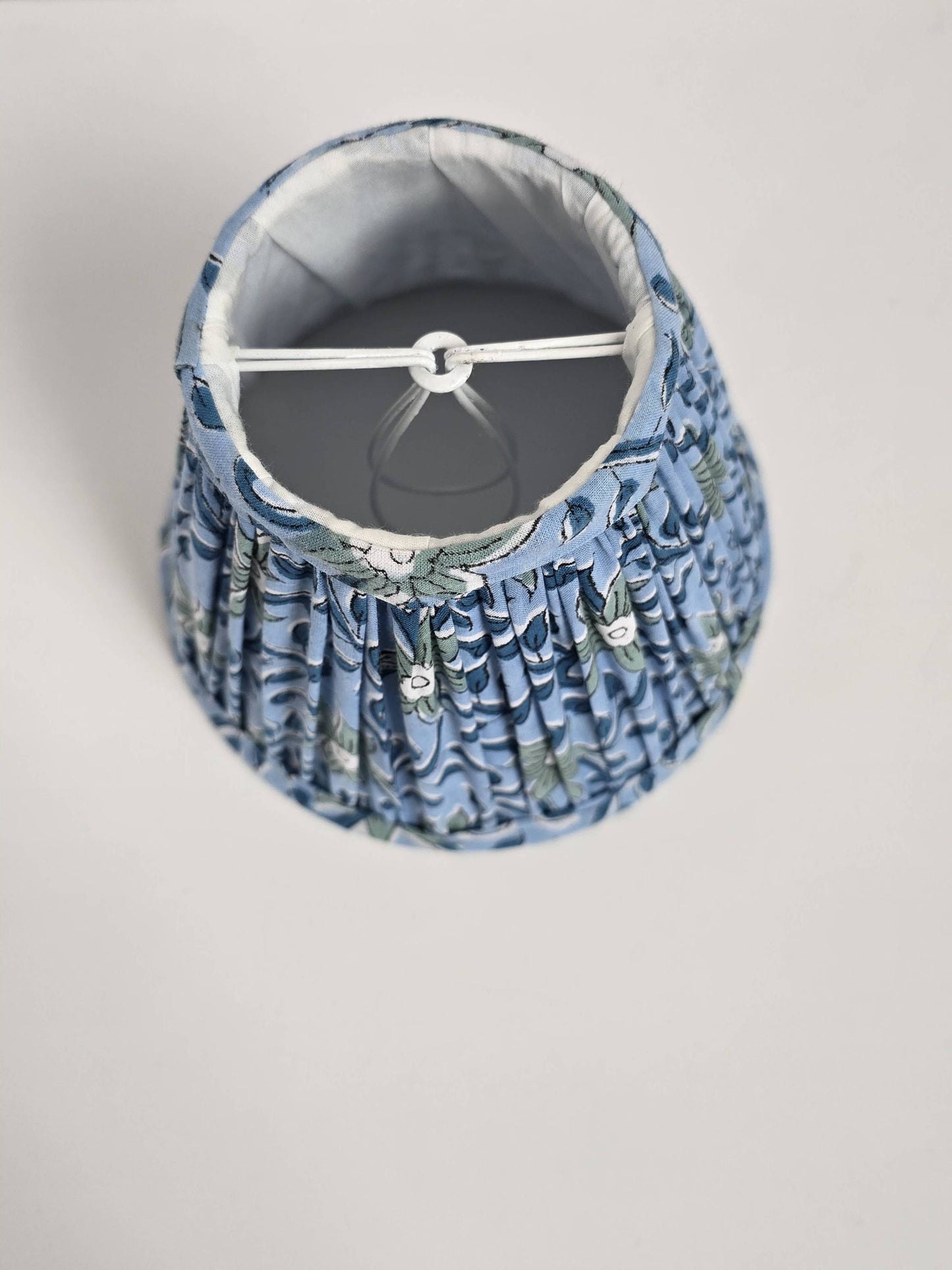 Floral Blue Blockprint Pleated Empire Lamp Shade