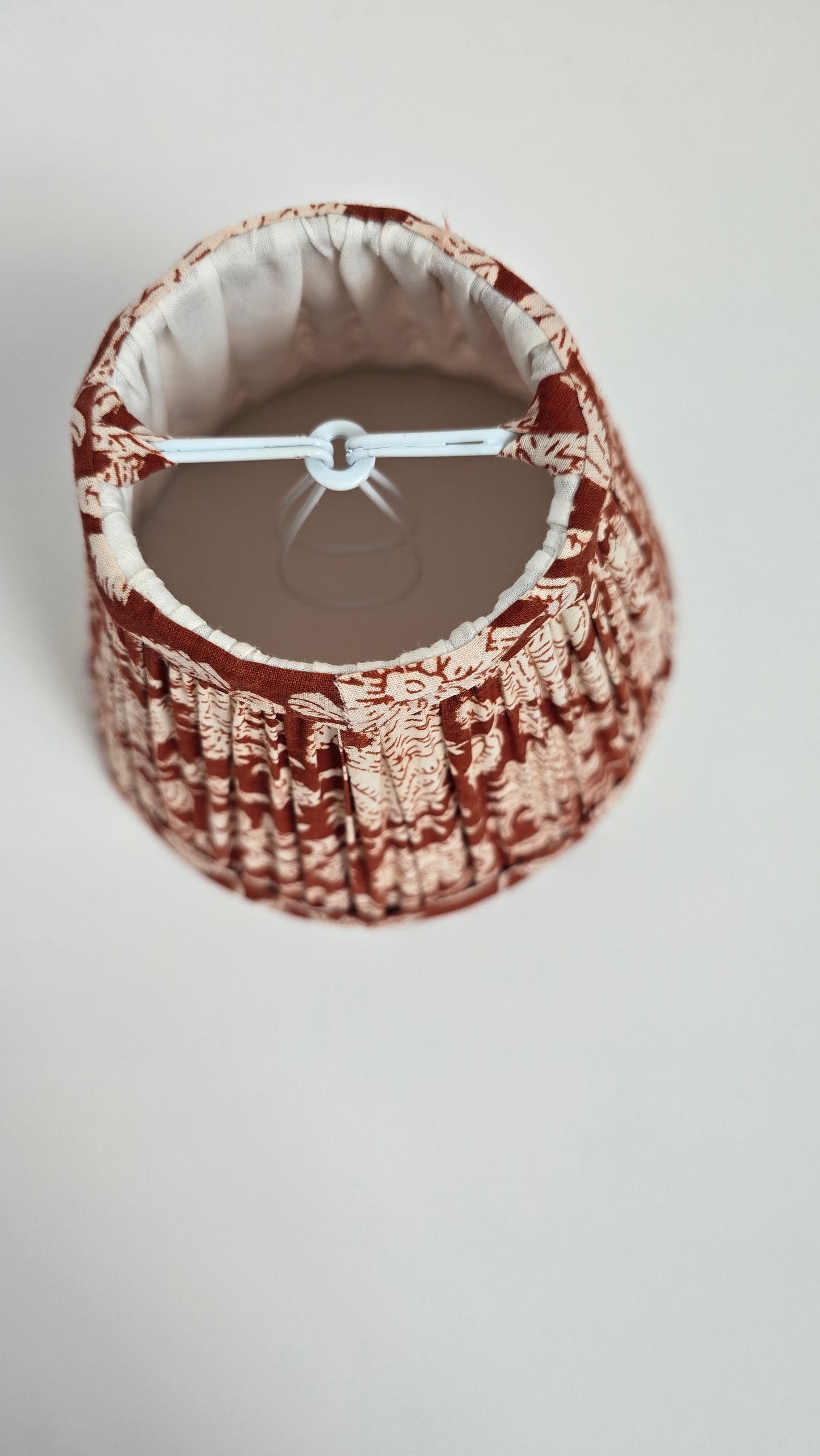 Brown Floral Blockprint Pleated Empire Lamp Shade
