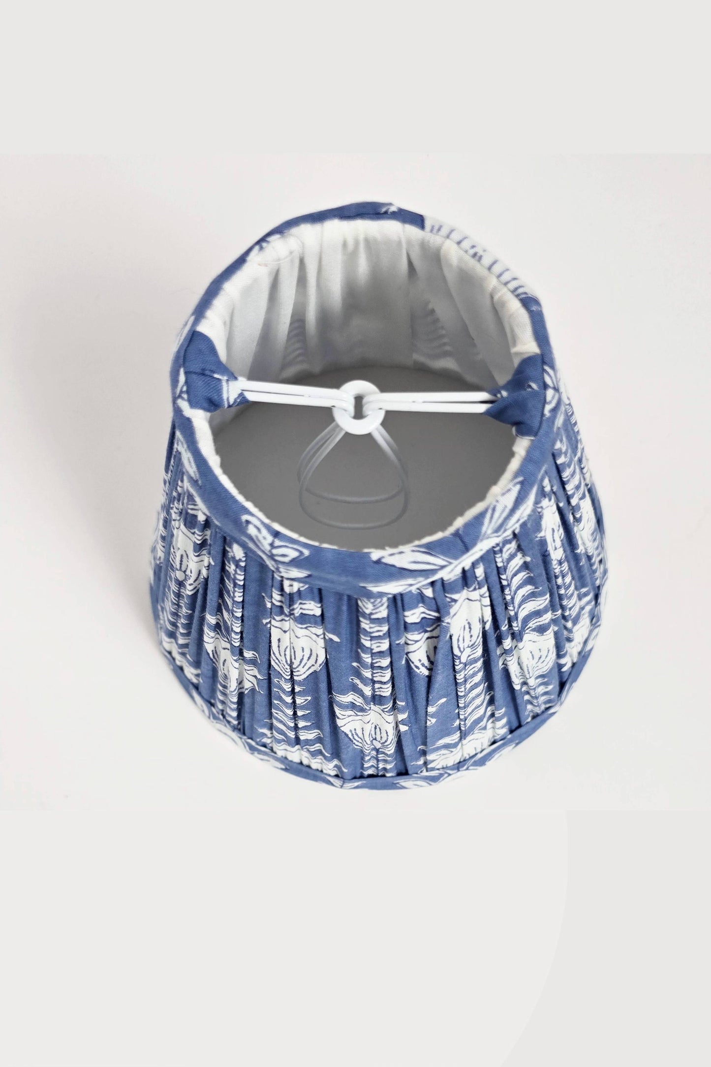 Blue Lotus Blockprint Pleated Empire Lamp Shade