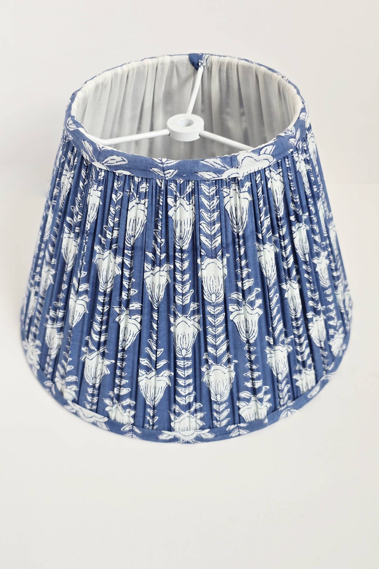 Blue Lotus Blockprint Pleated Empire Lamp Shade