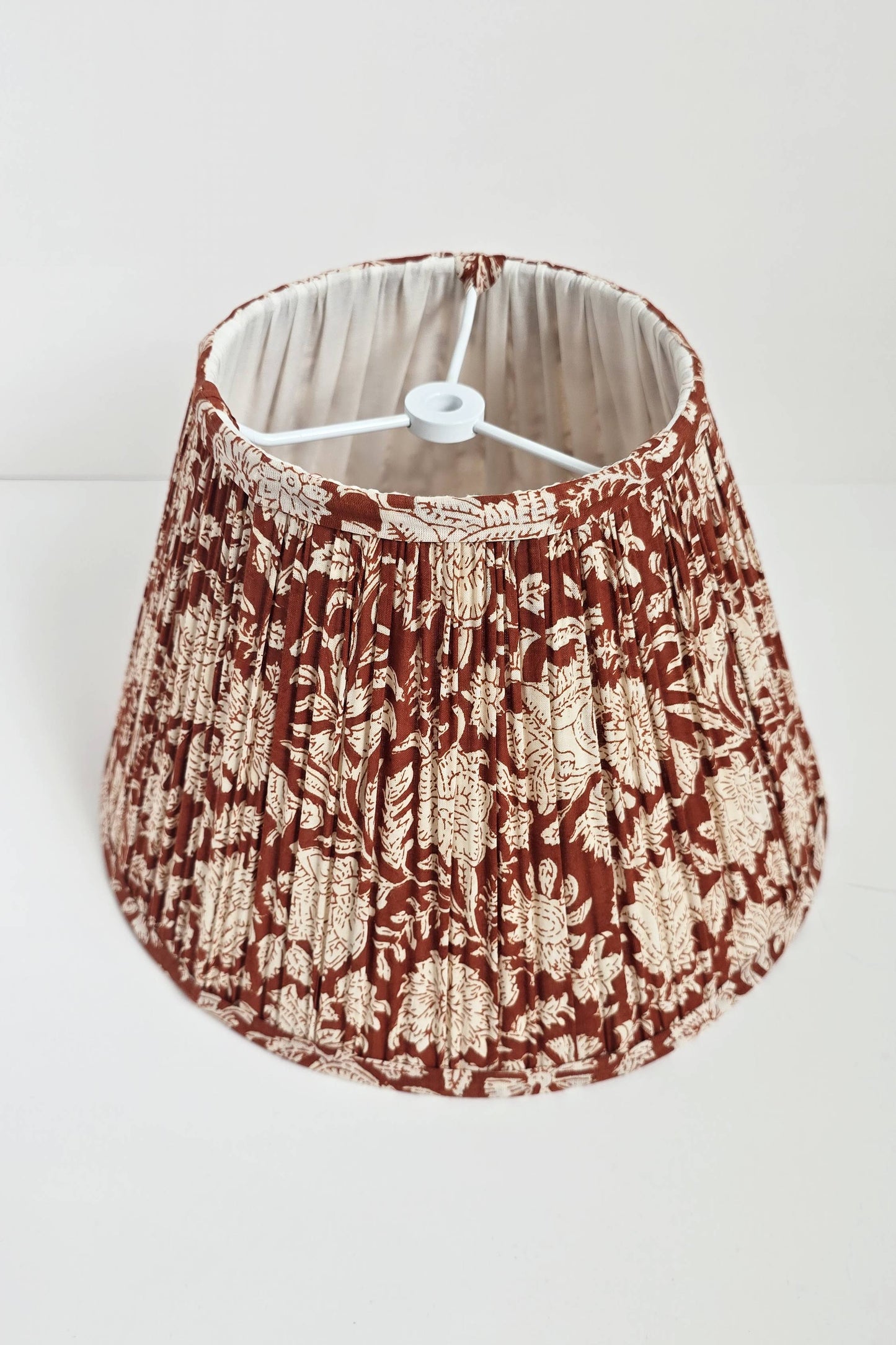 Brown Floral Blockprint Pleated Empire Lamp Shade