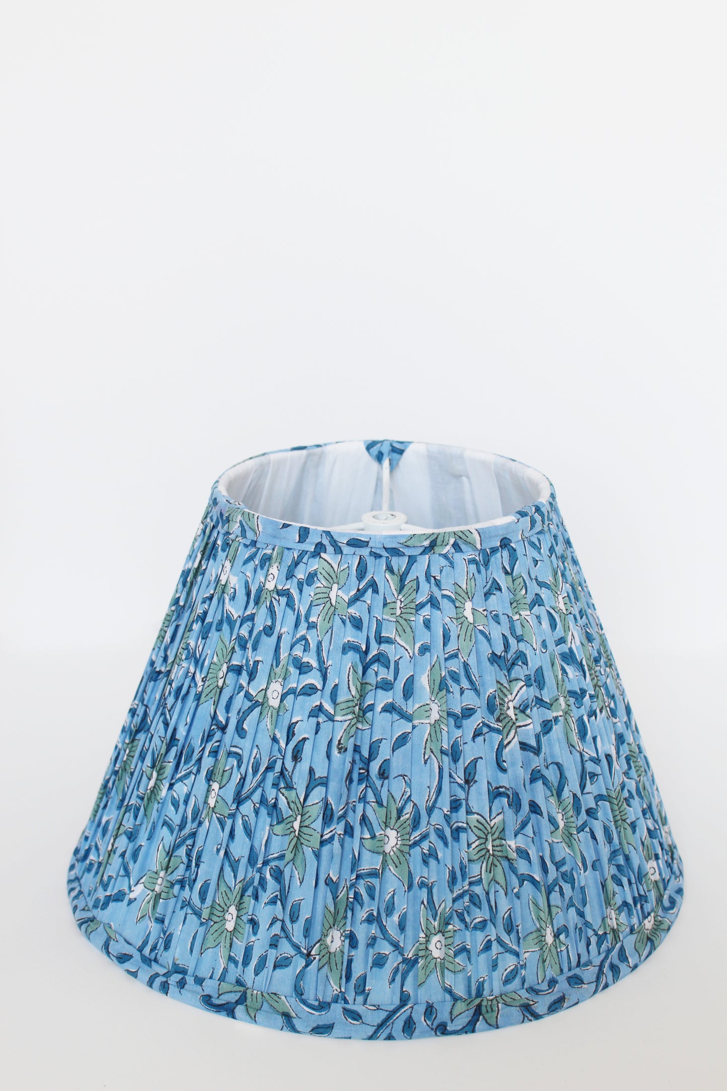 Floral Blue Blockprint Pleated Empire Lamp Shade