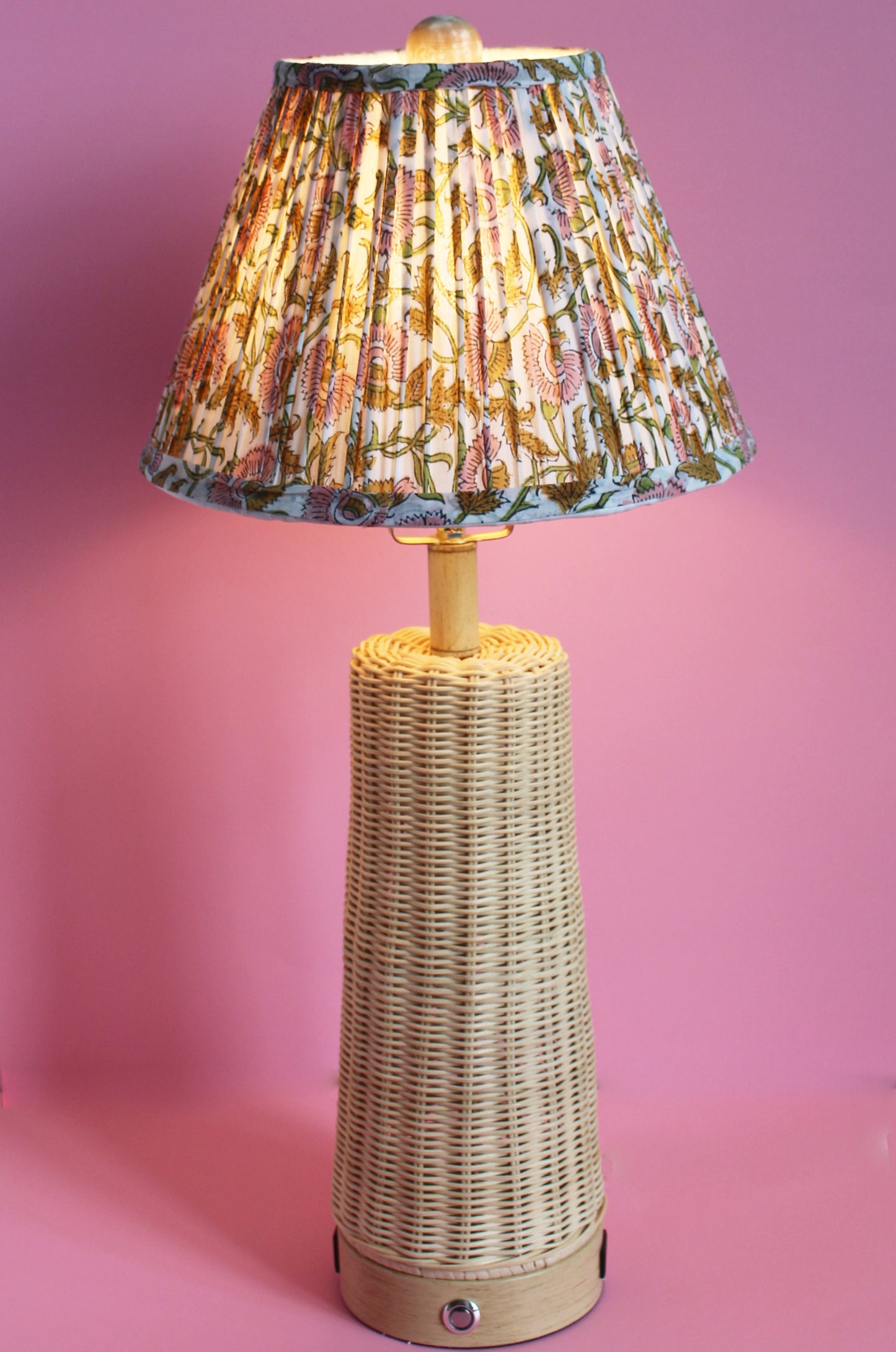 Floral pink Blockprint Pleated Empire Lamp Shade