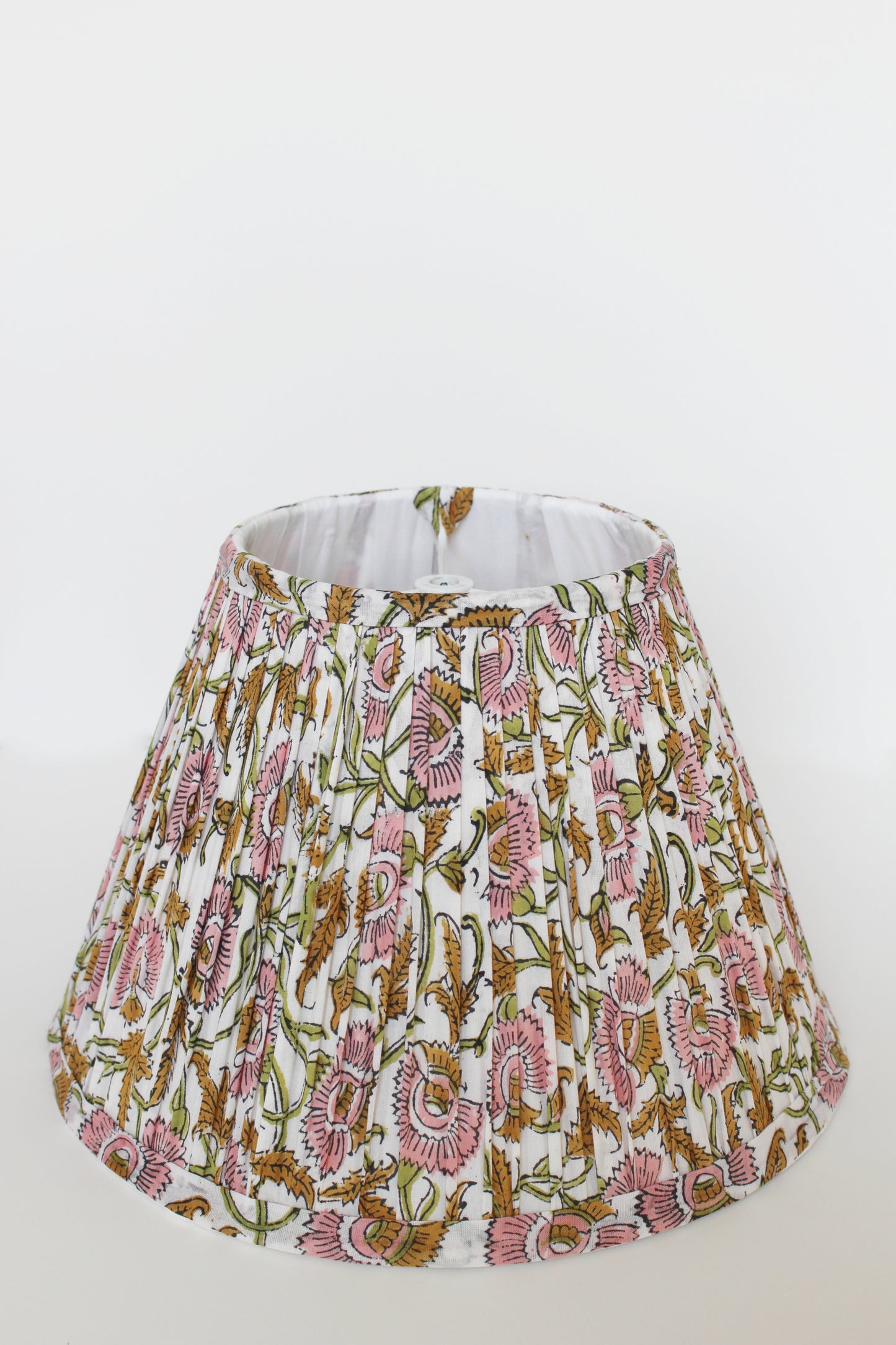 Block printed Rani pink baby quilt and floral pink lampshade (12") combo
