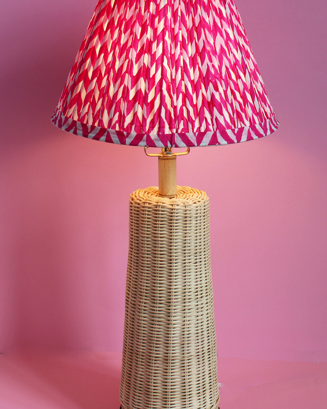 Pink Chevron Blockprint Pleated Empire Lamp Shade 12"x 8" x 6"