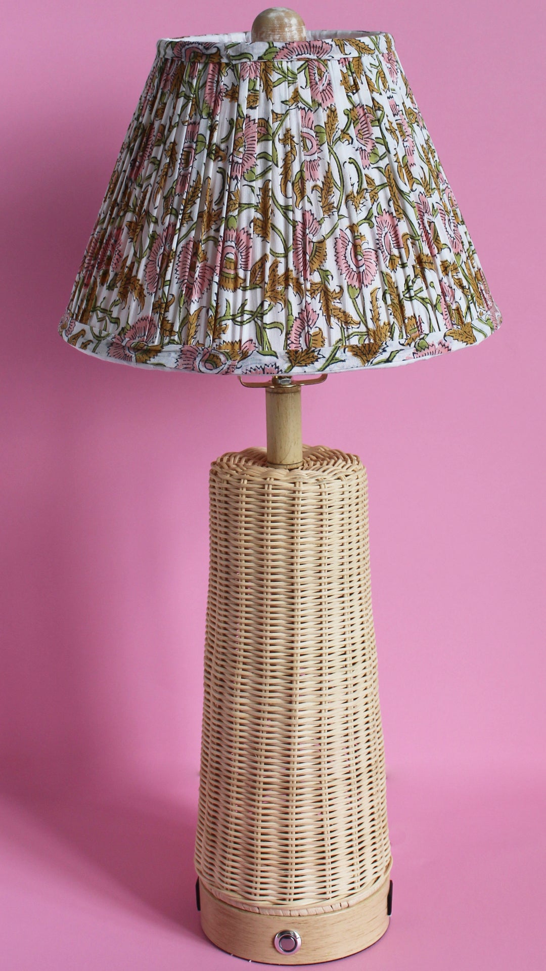 Floral pink Blockprint Pleated Empire Lamp Shade