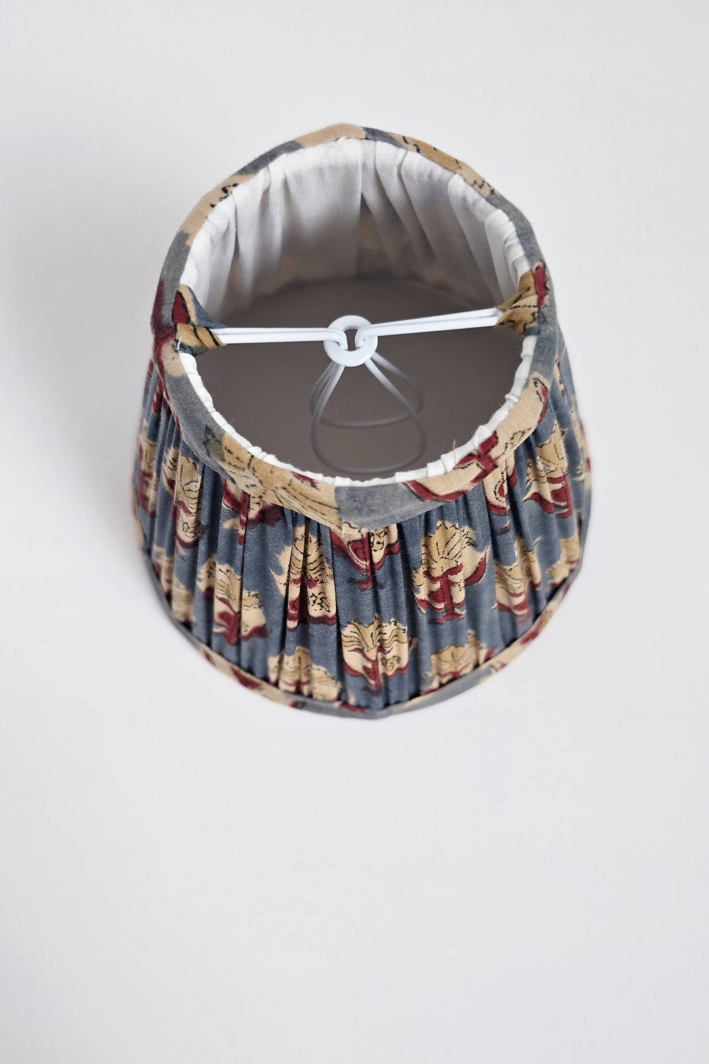 Blue & Red Floral  Blockprint Pleated Empire Lamp Shade