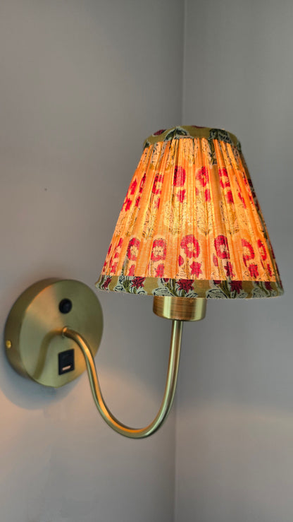 Yellow /Red Floral  Blockprint Pleated Empire Lamp Shade