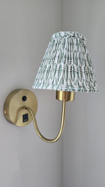 Fern Green Blockprint Pleated Empire Lamp Shade