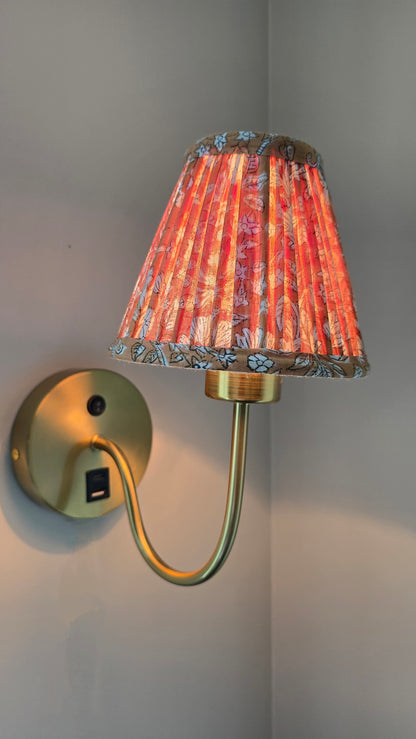 Ochre Yellow Floral Blockprint Pleated Empire Lamp Shade