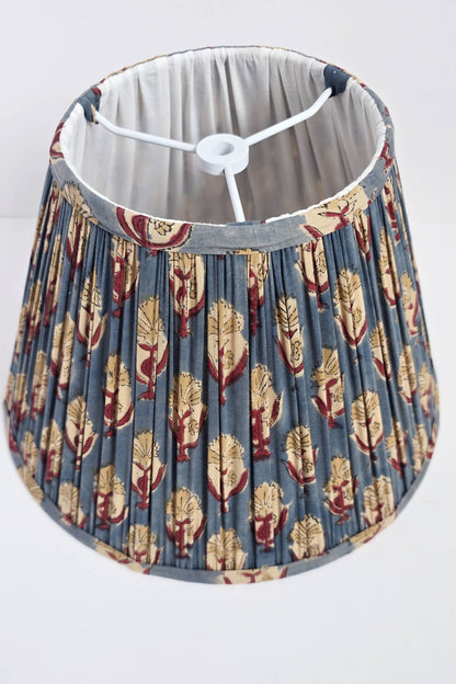 Blue & Red Floral  Blockprint Pleated Empire Lamp Shade