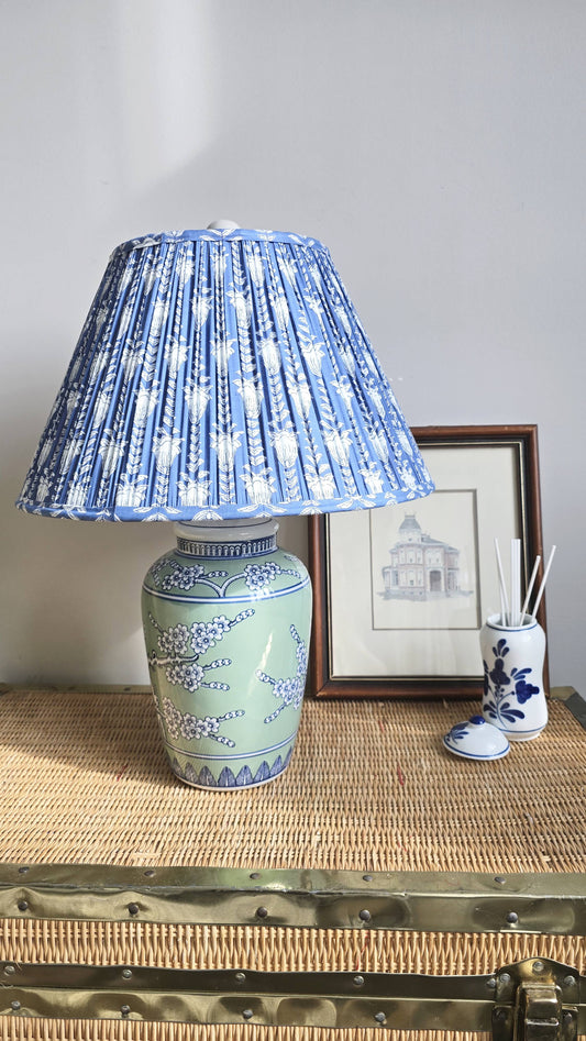 Blue Lotus  Blockprint Pleated Empire Lamp Shade