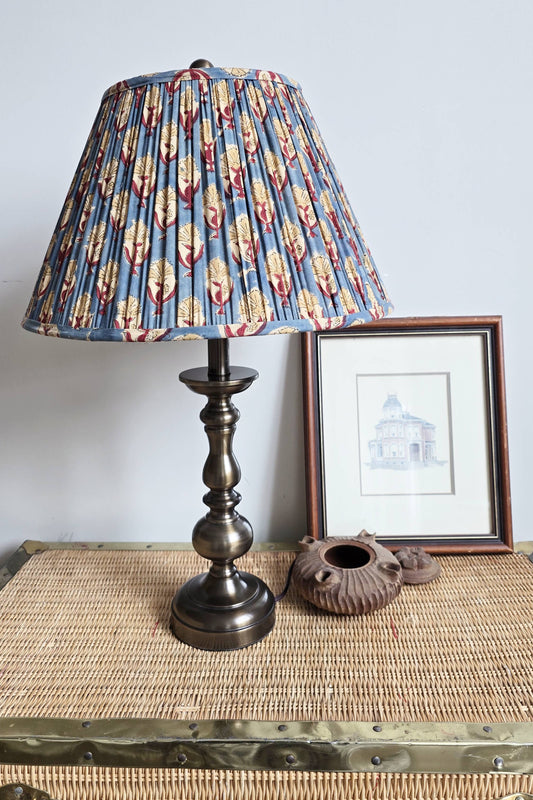 Blue & Red Floral  Blockprint Pleated Empire Lamp Shade