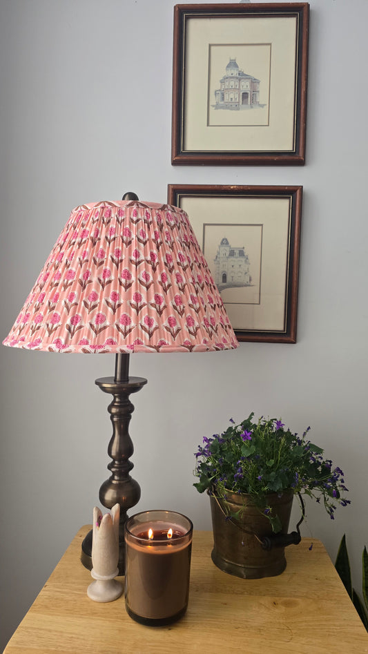 Pink Tulip Blockprint Pleated Empire Lamp Shade