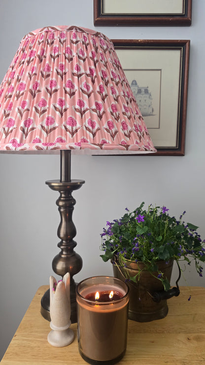Pink Tulip Blockprint Pleated Empire Lamp Shade