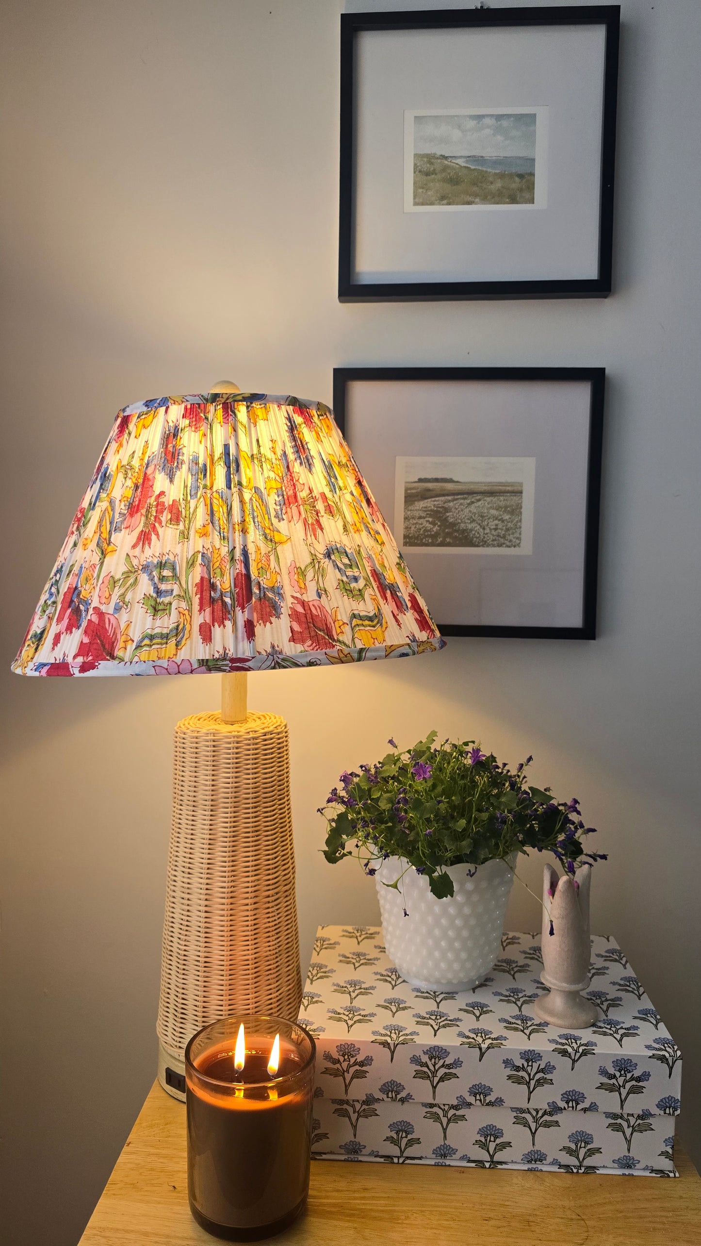 Spring Garden Floral Blockprint Pleated Empire Lamp Shade