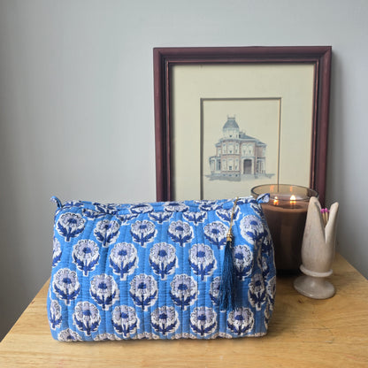 Blue floral vanity pouch