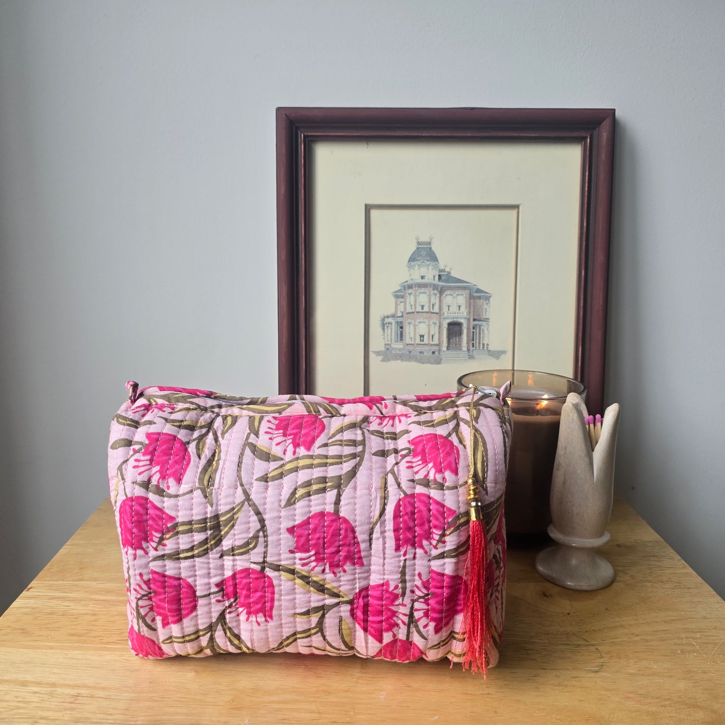 Pink Floral Vanity Pouch