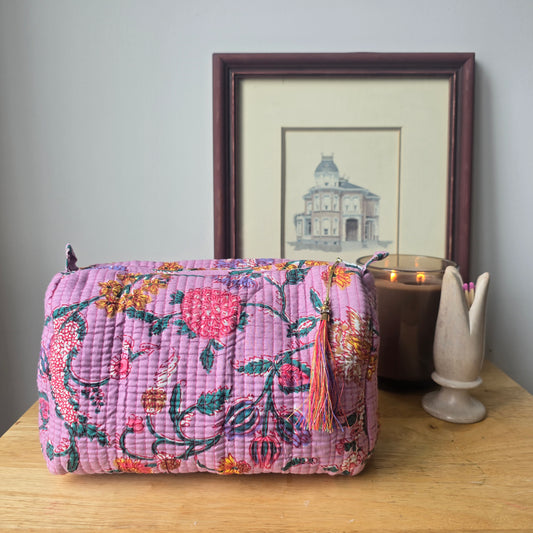 Lavender and Pink Floral Vanity Pouch