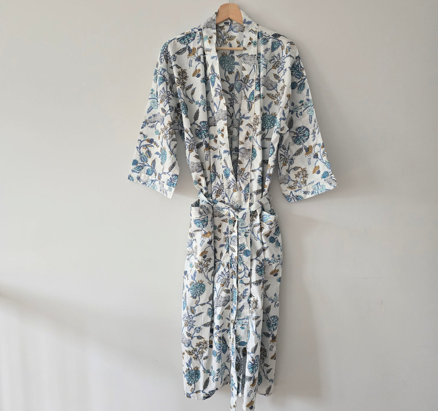 Cotton Robe - Blue Floral Print