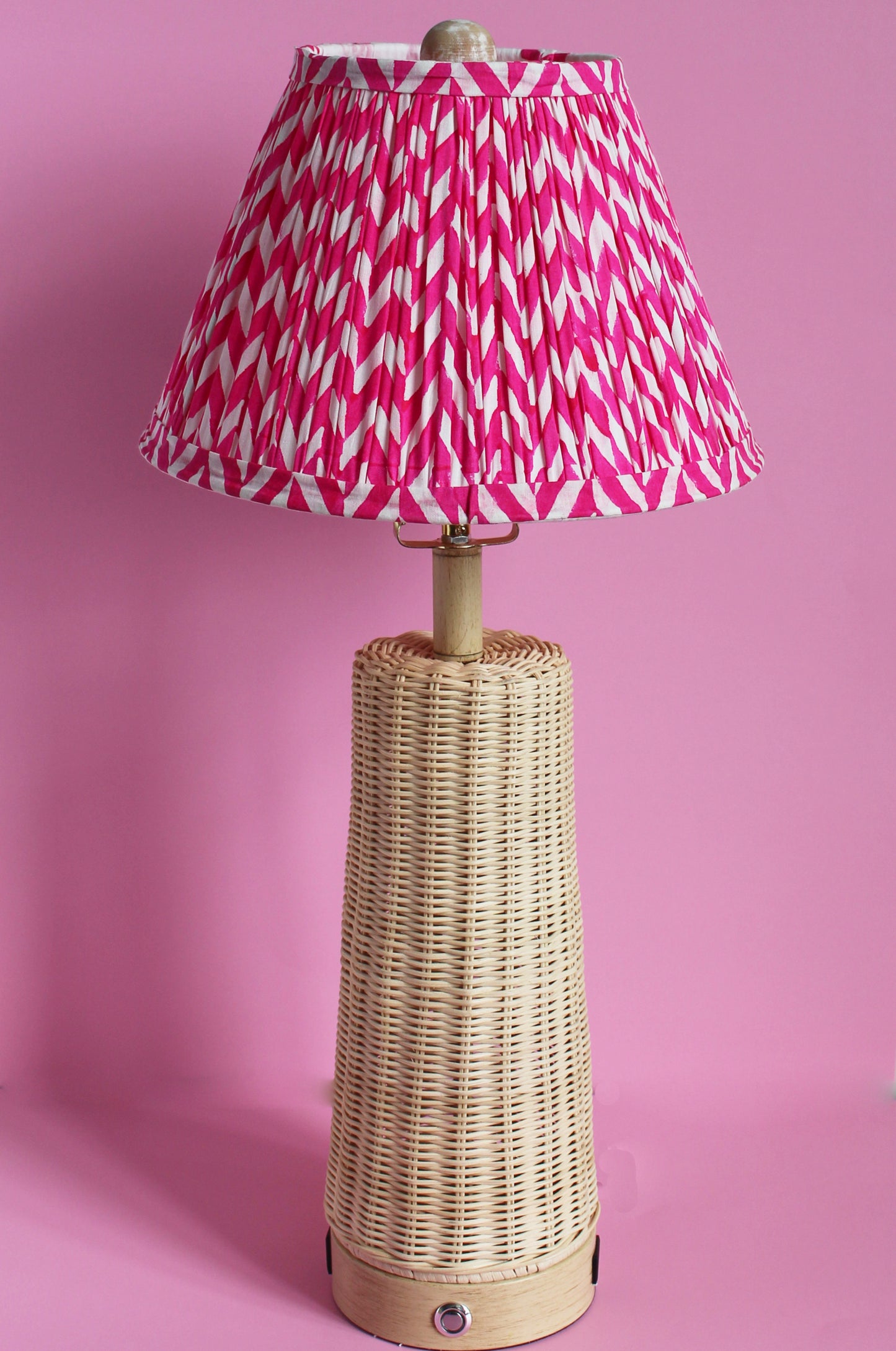 Pink Chevron Blockprint Pleated Empire Lamp Shade 12"x 8" x 6"