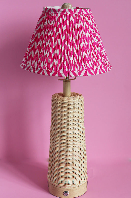 Pink Chevron Blockprint Pleated Empire Lamp Shade 12"x 8" x 6"