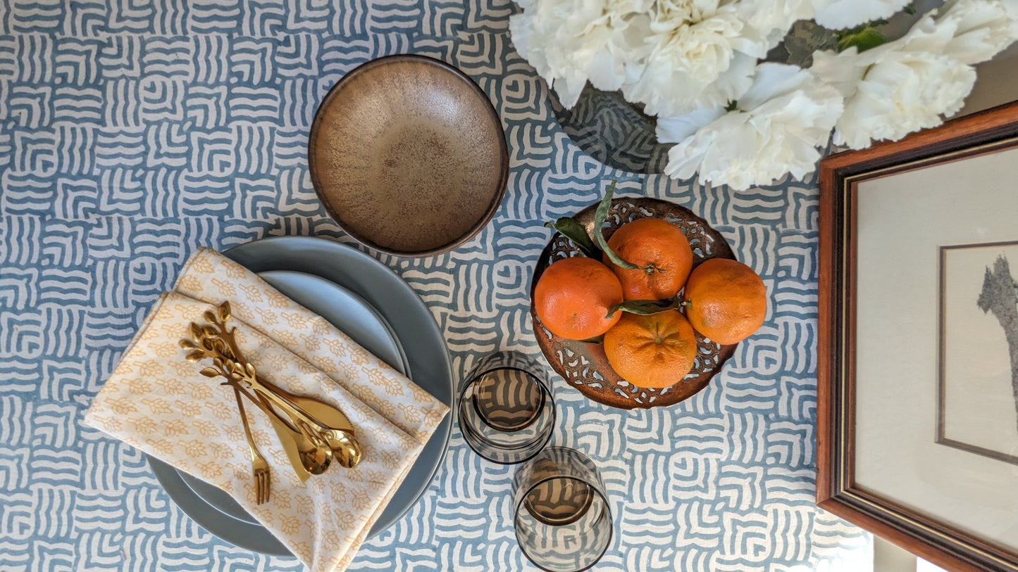 Maze Napkin | Block printed cotton table napkin