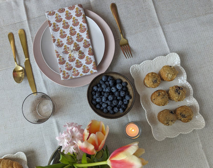 Marigold Napkin | Block printed cotton floral table linen