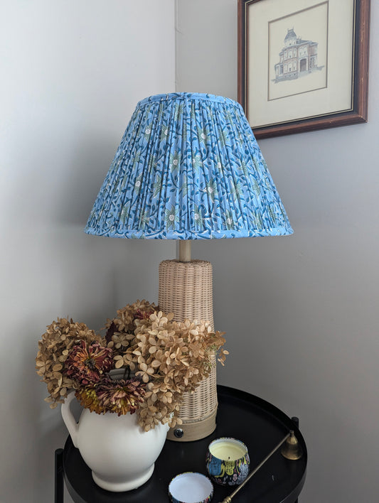 Floral Blue Blockprint Pleated Empire Lamp Shade
