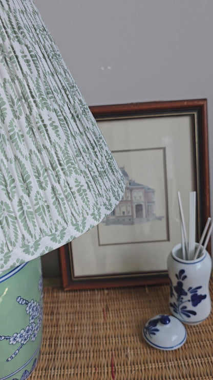 Fern Green Blockprint Pleated Empire Lamp Shade