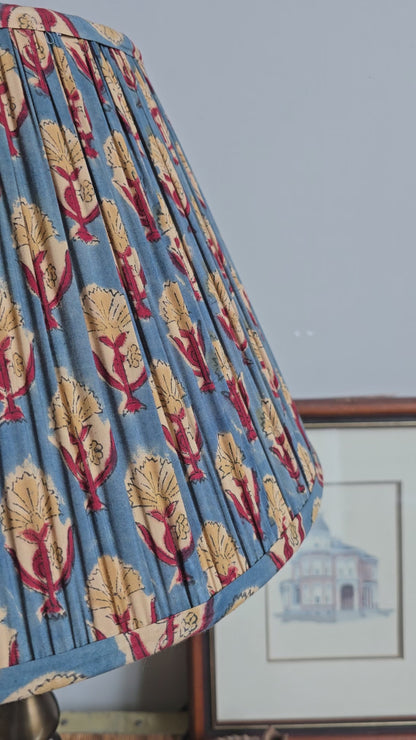 Blue & Red Floral  Blockprint Pleated Empire Lamp Shade
