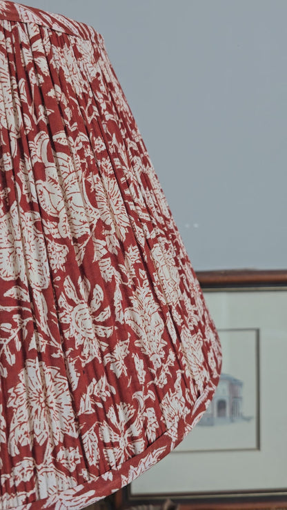 Brown Floral  Blockprint Pleated Empire Lamp Shade