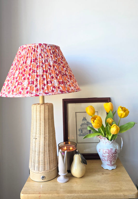Orange Red Geometric  Print Pleated Empire Lamp Shade