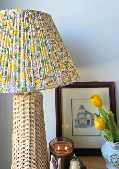 Yellow Green Geometric  Print Pleated Empire Lamp Shade