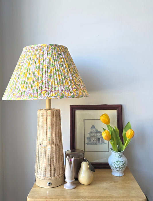 Yellow Green Geometric  Print Pleated Empire Lamp Shade