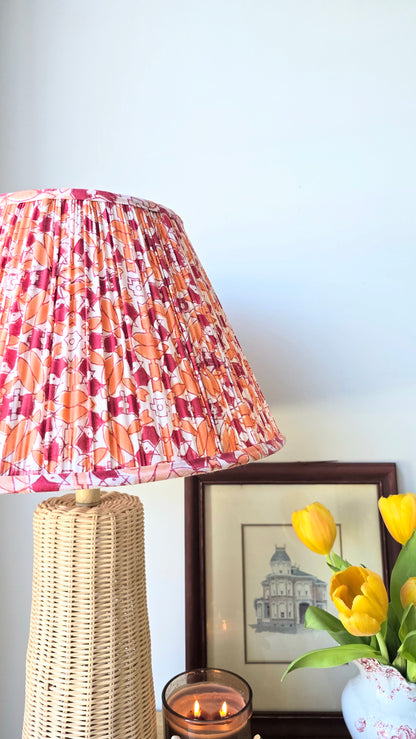 Orange Red Geometric  Print Pleated Empire Lamp Shade